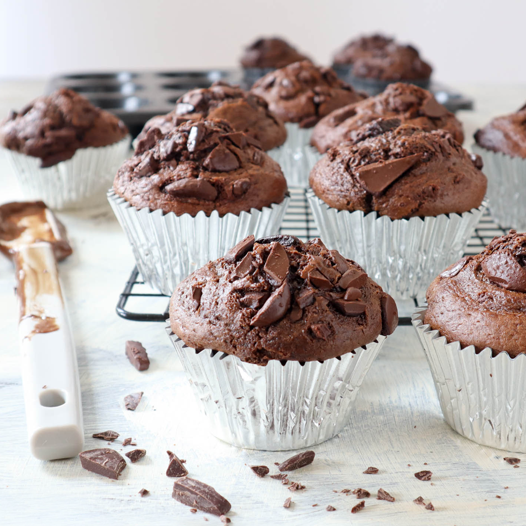 Ultimate double chocolate blender muffins