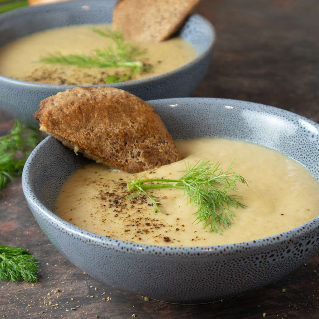 Caramelised onion and fennel soup