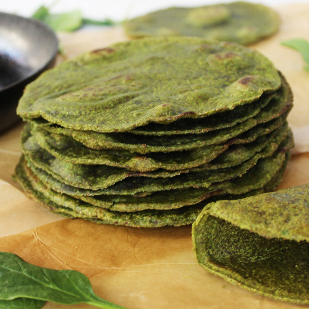 Spinach chapati flatbread (grain free & vegan)